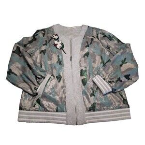 Boston Proper Sequin Camo Bomber Jacket L